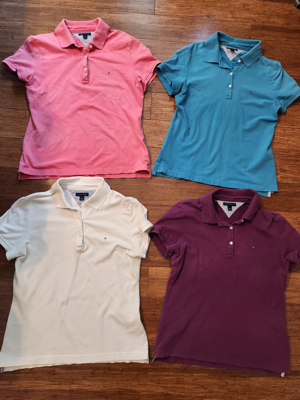 Tommy Hilfiger Women's Polo Collared Shirt Lot Of 4, Golf Preppy Classic, Large